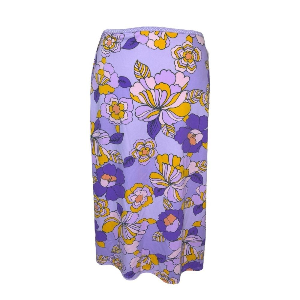 Y2K Gap Purple + Yellow Floral Midi Skirt Size Medium
